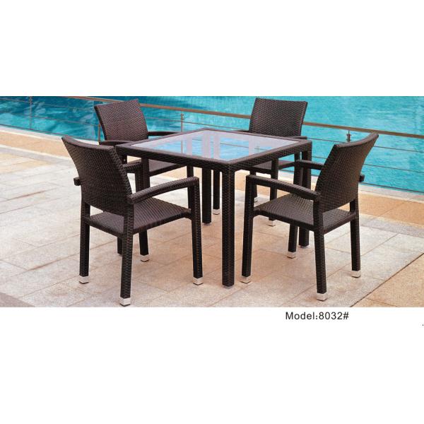 5-piece synthetic rattan wicker outdoor patio glass  top garden dining table 4 armchairs-8032
