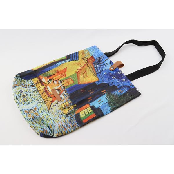 Customize Polyester Foldable Oil Painting Tote Bags Reusable Shopping Bag For Groceries Shoulder Bags