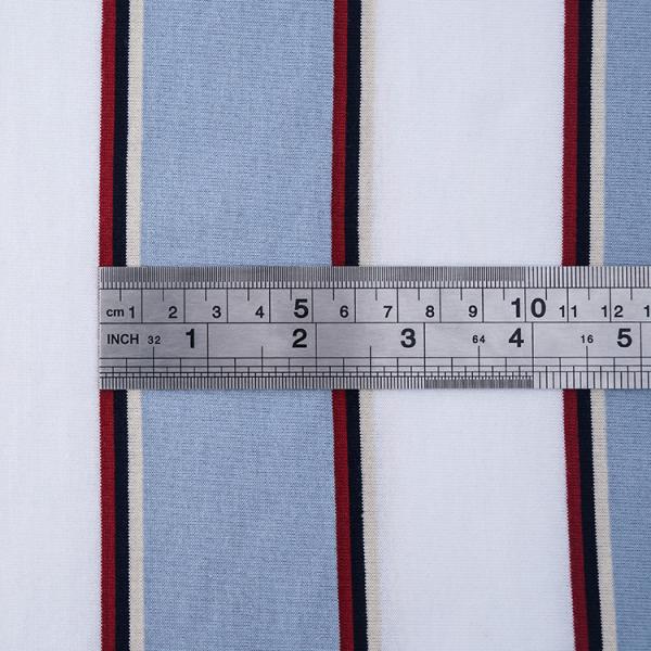 100% Cotton Striped T Shirt Fabric , Soft Double Yarn Cotton Striped Fabric