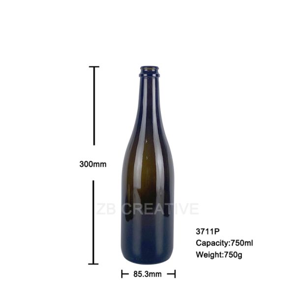 750ml Antique Green/Flint Classic Champagne Glass Bottle Champagne Top For Sparkling Wine 650g 3711P-1