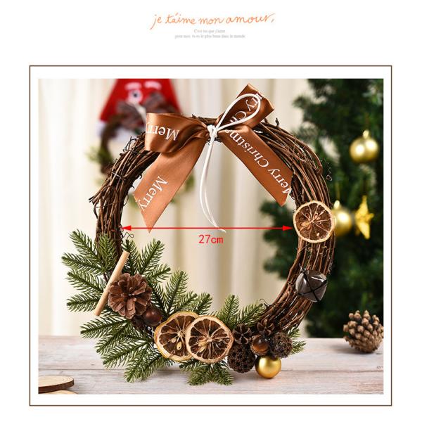 Plush Cloth and Plastic Christmas Pinecone Wreath for Outdoor Christmas Decorations