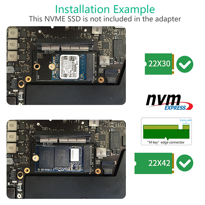 Тип переходник ключа m 2230/2242 NGFF M.2 NVMe для модели Macbook A1708