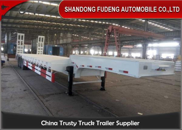 Drop Deck 3 Axles Low Bed Semi Trailer With Side Wall Mechanical Ladder