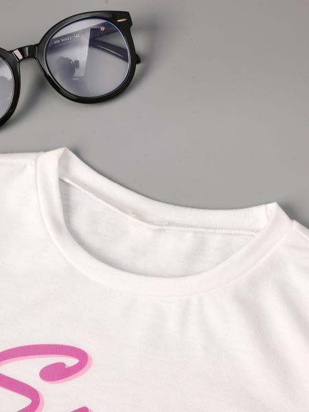 Cartoon Pattern Kids Summer T Shirt Set in 67% Cotton 33% Polyester fabric