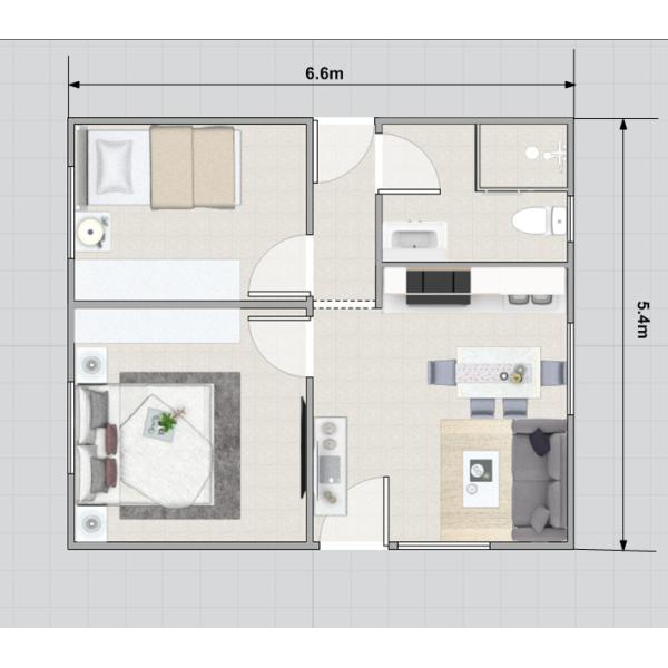 Небольшое бунгало железного каркаса семьи Prefab самонаводит/современные Prefab дома