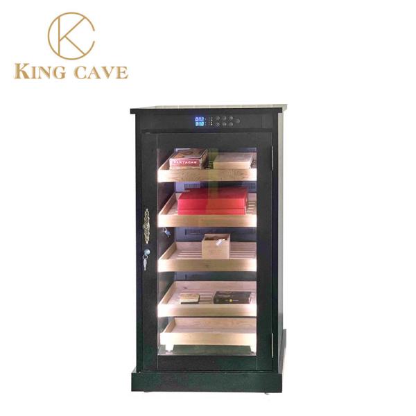 Lockable Digital LED Light Cedar Shelves Electric Cigar Cooler Humidor Cabinet