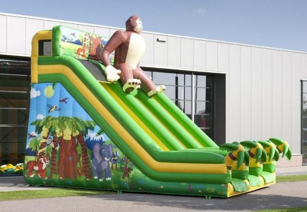 O verde inflável comercial da corrediça do grande gorila inflável seca a corrediça para o divertimento