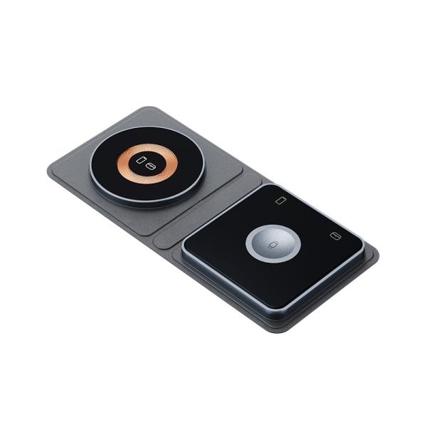 Téléphone portable Montres-écouteurs 15W Route pliable Chargeur sans fil noir