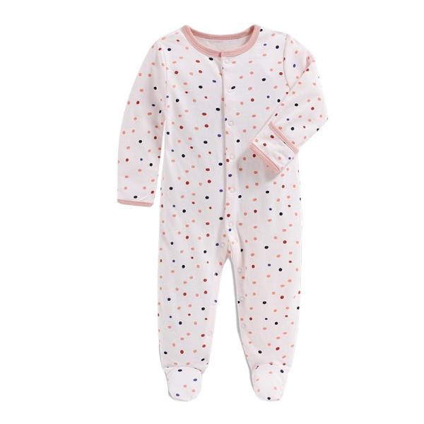 In stock Fold Hand and Snap Feet Design 100% Cotton Baby Romper Jumpsuit Baby Onesie Pajama