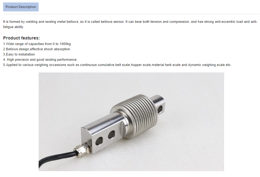 Bellows Sensor Threaded Force Load Cell Transducer для взвешивания оборудования из сплавной стали / нержавеющей стали