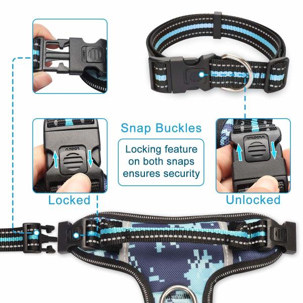 Choke Free Nylon Dog Harness No Pul Easy Control Handle With Front / Back Leash Clips