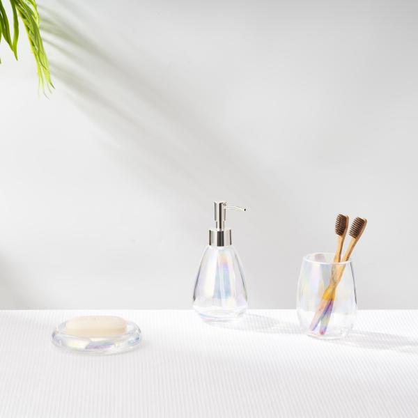 Colorful Shells Style Glass Soap Foam Dispenser Toothbrush Holder Bathroom Accessories Set