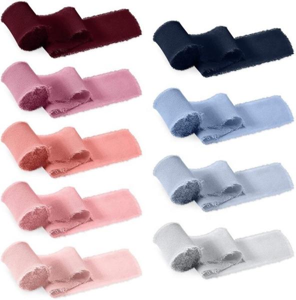 Organza Fabric Type Handmade Frayed Edged Chiffon Silk Ribbon for Wedding Invitations