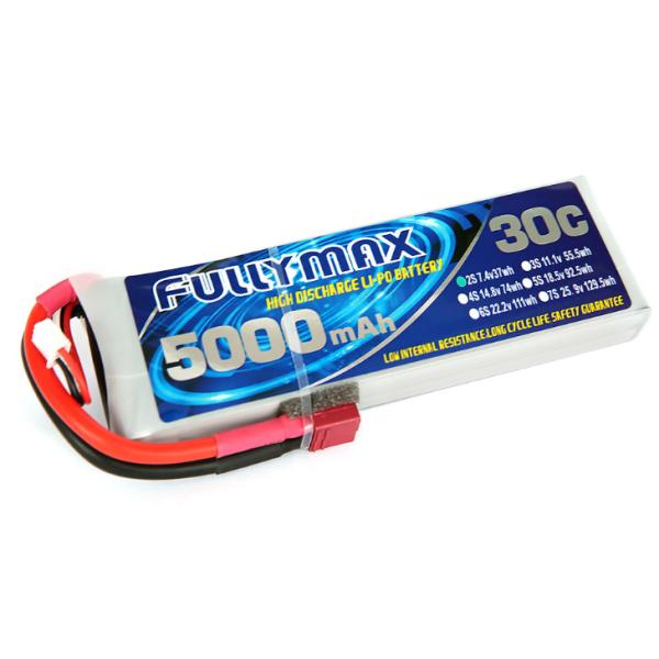 Батарея Fullymax 7.4V 5000mAh 2S 30C Lipo с DEANS/T-Plug для вертолетов Rc автомобилей RC нитро