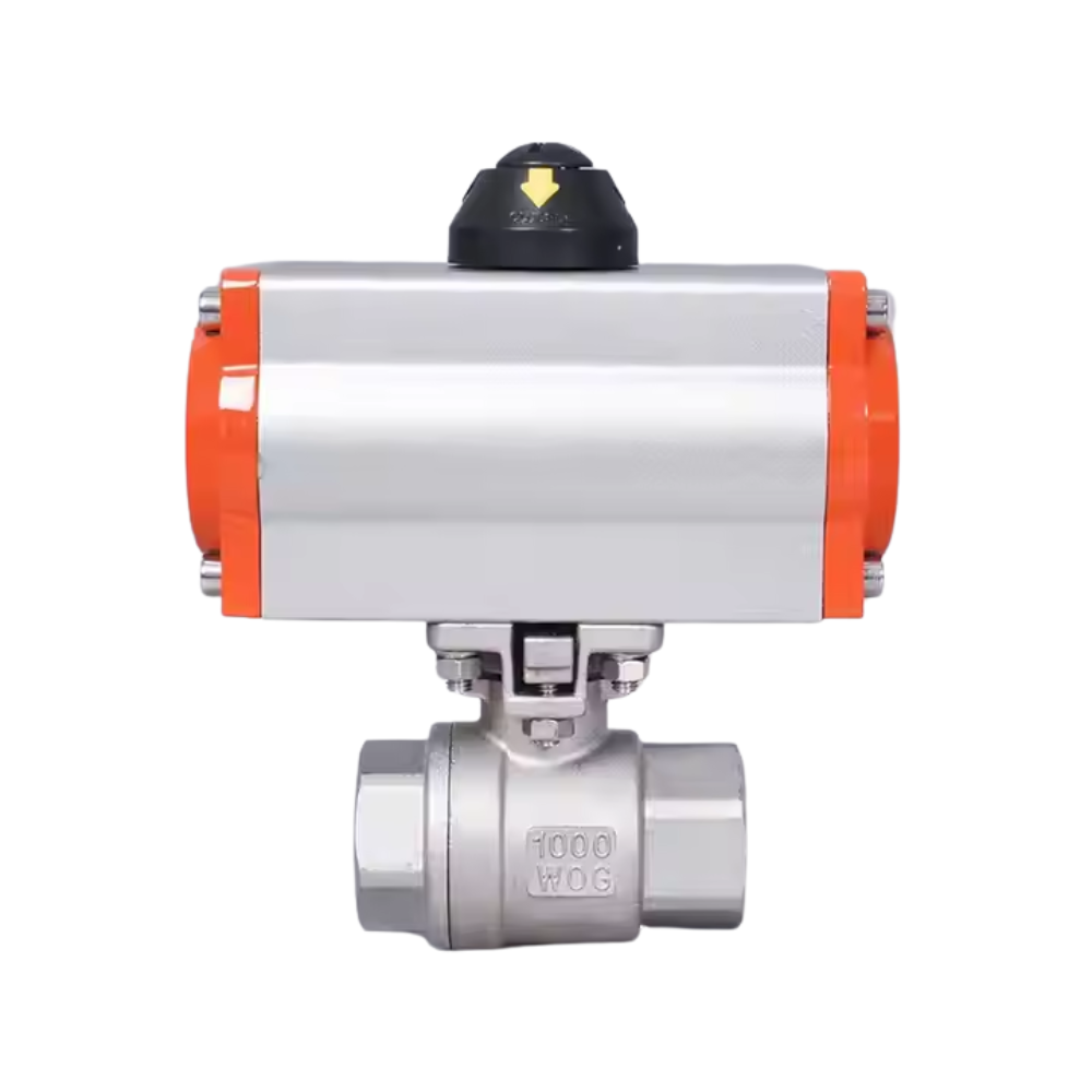 2 Piece 304 Stainless Steel Female Thread Pneumatic Ball Valve NPT BSP Internal Thread Air Actuated Automatic on Off Ball Valve