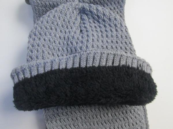 MENS acrylic hat&scarf--Jacquard winter set--soft plush lining--Winter or outdoor use