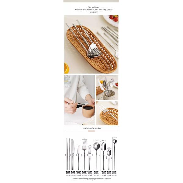 Production Spoon Fork Knife Chopsticks Kit 24-Piece Gold Stainless Steel Flatware Set
