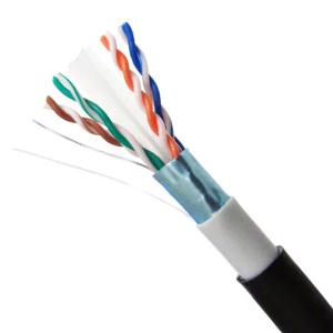 Cable extérieur en PE+PVC FTP CAT6 Cable Ethernet noir Cable nu en cuivre solide