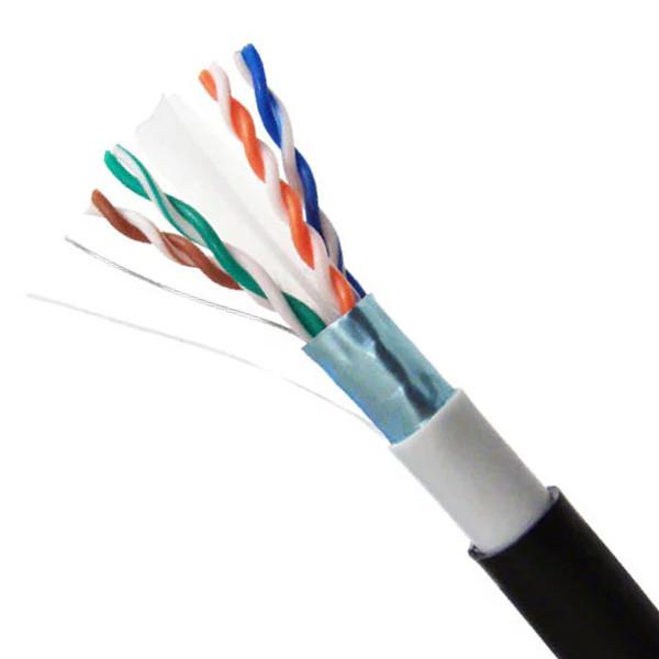 Outdoor PE+PVC Jacket FTP CAT6 Cable Black Ethernet Cable Bare Solid Copper 1000FT