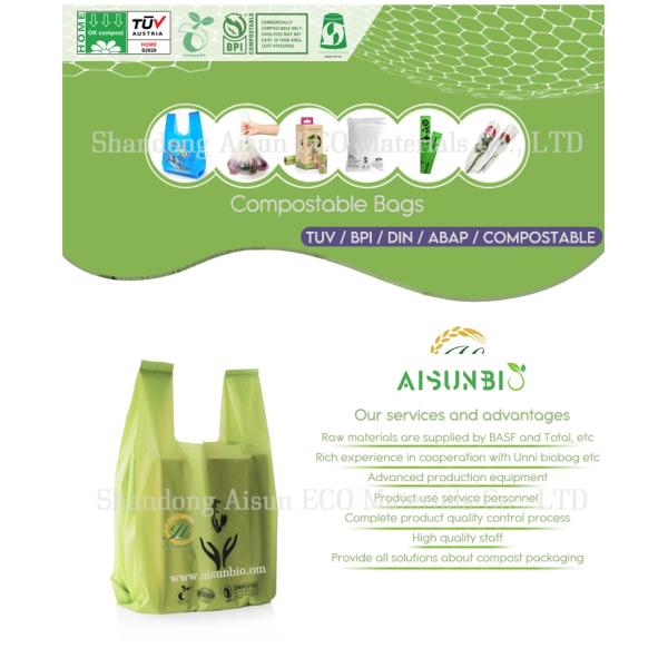 OEM Biodegradable Shopping Bag PBAT PLA Cornstarch EN13432 Standard