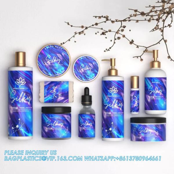 Waterproof Cosmetic Bottle Makeup Product Jar Labels Sticker, Customized Logo Printed Gold Foil Labels For Cosmetic