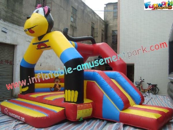 Monkey Commercial Bouncy Castles , Moonwalk Bouncer CE Blower For Children