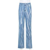 A senhora personalizada High Weist Jeans cortou calças de brim aptas magros anunciou a fábrica