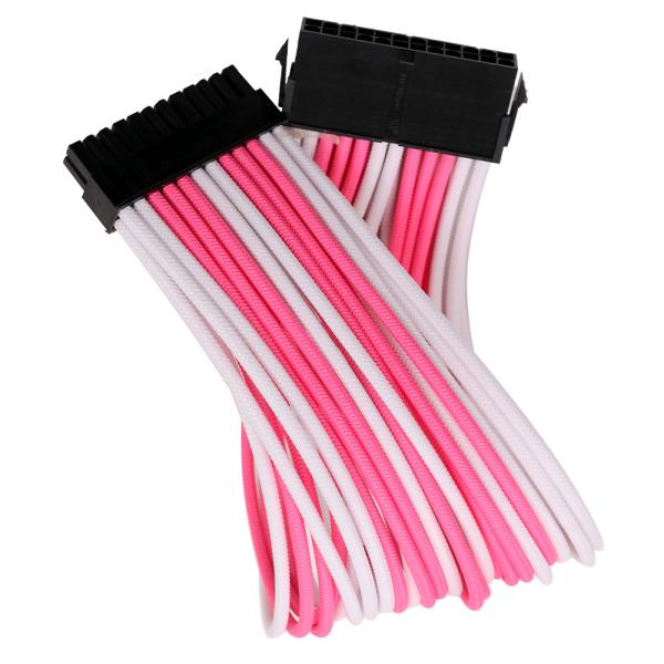 ATX 24Pin Male to Female Power Supply Motherboard Adapter Connector Cable Cord Pink and White