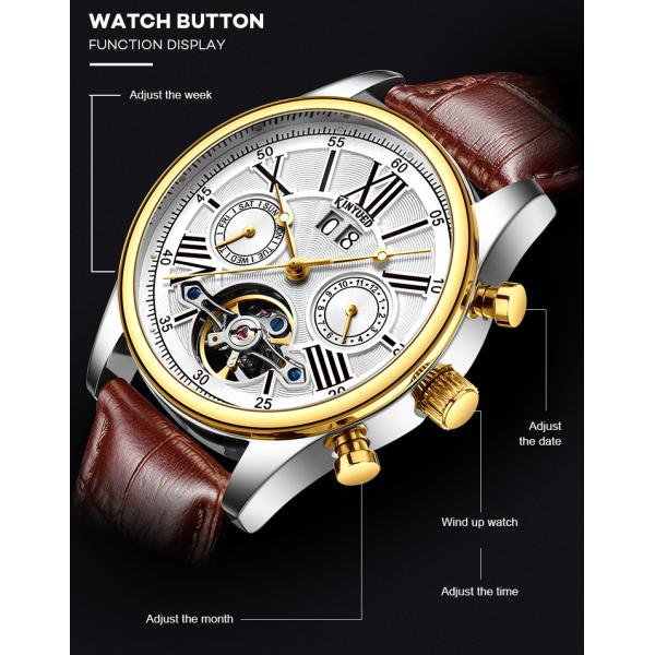 Brand KINYUED fashion mens wind up use hand water resistant tourbillon automatic watch