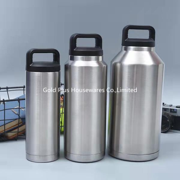 64oz Double Wall 304 Stainless Steel Beer Growler Bottle With Handle Cap