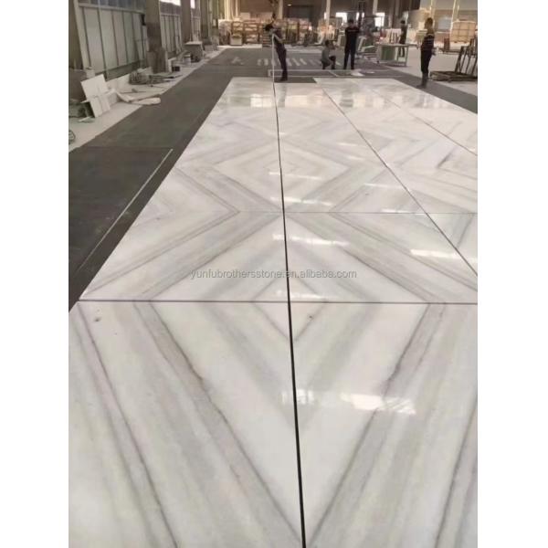 Hotel Design Style Modern White Marble TV Wall Board Panel for Home Renovation Project