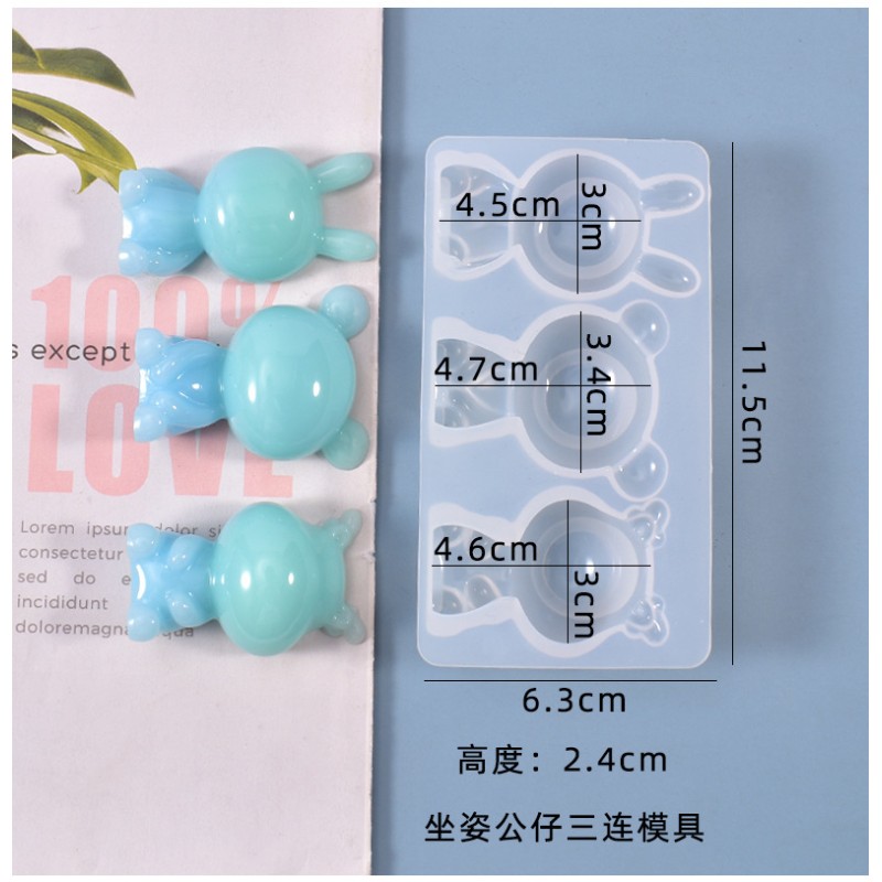 DIY crystal dropper mold, homemade teddy bear and doll cute three-dimensional table decoration silicone mold