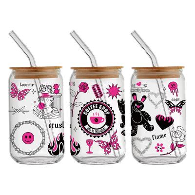 Custom Waterproof Full Color Logo Design 16oz 20oz 24oz Dtf Cup Wrap Transfers For Jars