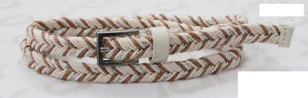 Beige / Dark Brown Womens Braided Belts Mixed Wax Rope And Flax Rope Available