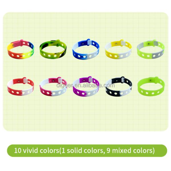Customized Multi Color Silicone Wristband For Kids With Holes For Charms By Moulding