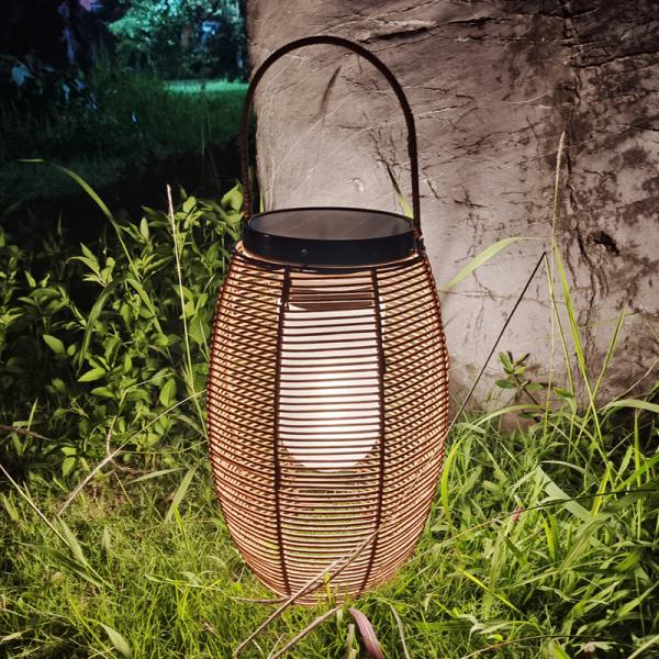 Outdoor Rattan Woven Solar Lights Lantern Waterproof For Garden Landscape
