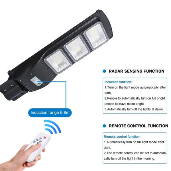 300W 60pcs Solar Flood Lights Remote Control LED Street Lights Security