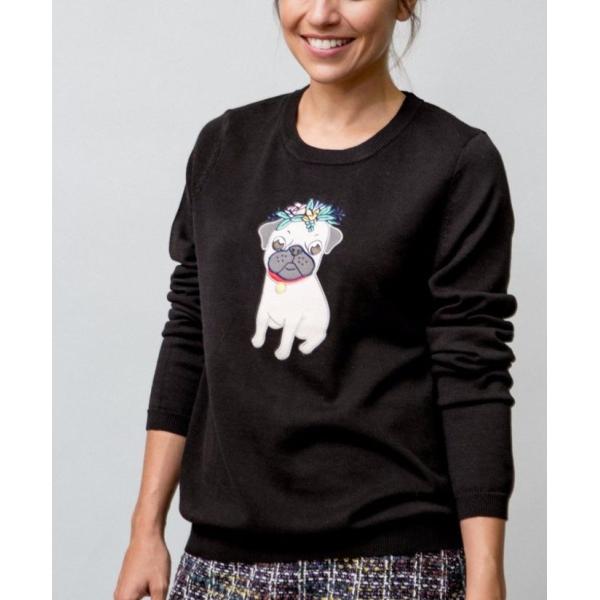 Women's 100% COTTON applique embroidery knitted pullover sweater