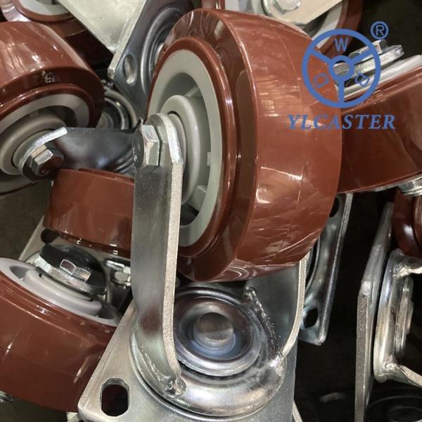5 Inch Heavy Duty Polyurethane Wheels Swivel Industrial Casters Red