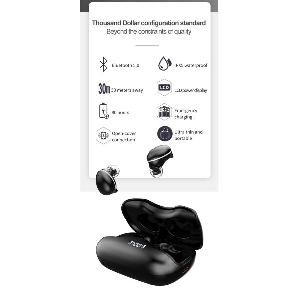 Wireless Connection Waterproof Noise Cancelling BT Streaming Stereo Headphone Earphone with 300 mah Charging Case Battery