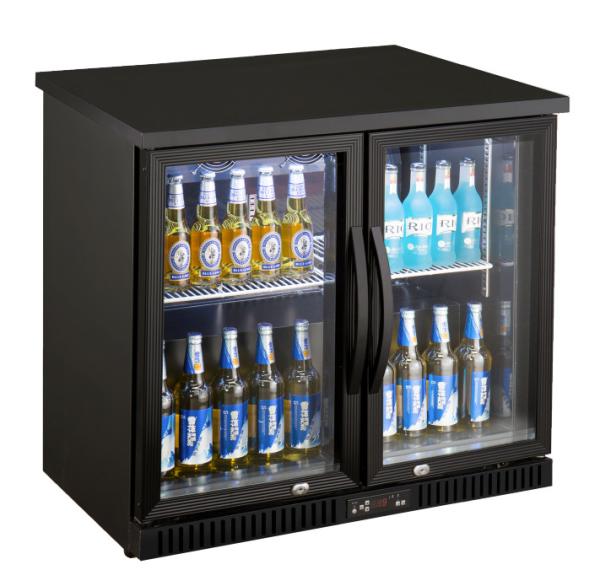 Bottom Back Mount Bar Drink Cooler , 2 Door Glass Bar Fridge With PVC Coating Shelf