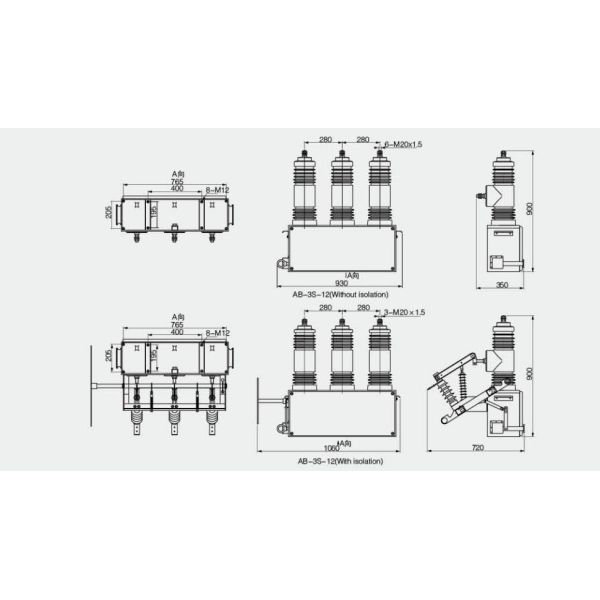 10kV 12kV Outdoor Circuit Breaker Three Phase High Voltage Circuit Breaker For MV Switchgear