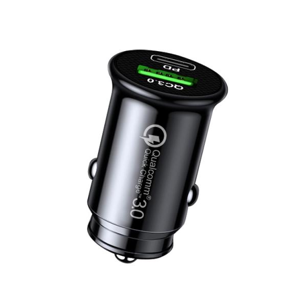 20W USB C Dual Port Car Charger QC3.0 Mini Lighter Slot PD