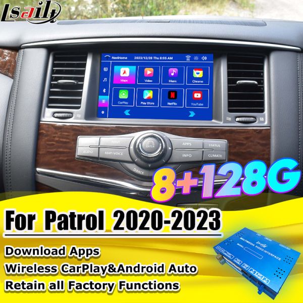 Lsailt 8G Interfaz multimedia Android para Nissan Patrol 2020-2023 Google Map, CarPlay, caja de navegación Android, YouTube