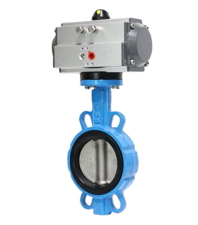 Wafer Type Pneumatic Butterfly Valve DN50-DN400 EPDM Soft Seal Ductile Iron Automatic Water Treatment Butterfly Valve