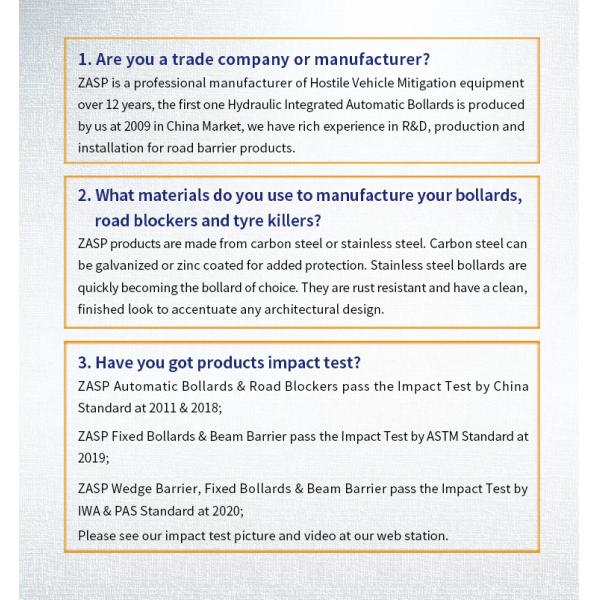 Автоматический дорожный блокировщик из углеродистой стали 7500 кг/80 км/ч Для нужд безопасности 1000 мм высота