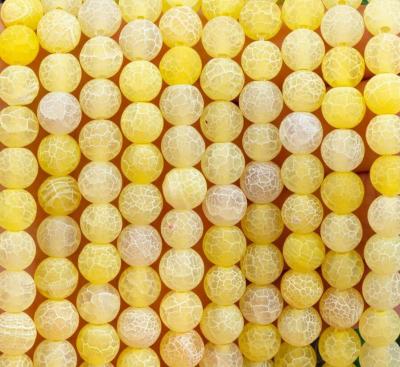 Yellow Weathered Agate Round Semi Precious Beads Loose Bead Strands For DIY Jewelry Making