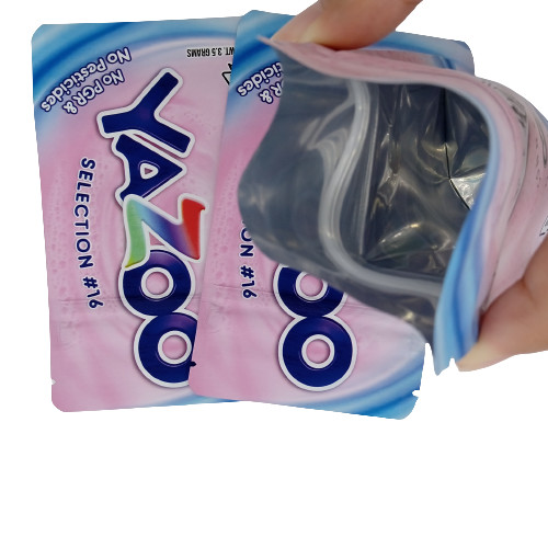 Pink Compostable Candy Flat Bottom Pouch Mylar Aluminum Foil Bag With Zipper Lock