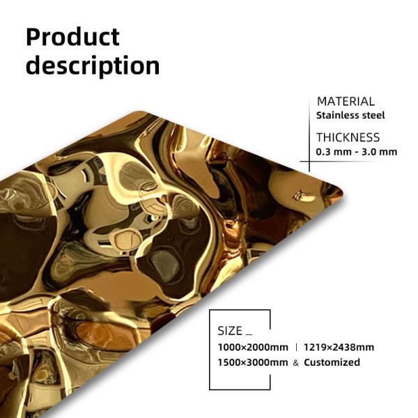 Лист нержавеющей стали пульсации воды зеркала золота титана для панелей стены декоративных
