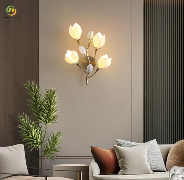 JYLIGHTING Diseño de sala de estar de lujo estilo crema francés, lámpara colgante moderna de alta gama con capullo de magnolia para dormitorio